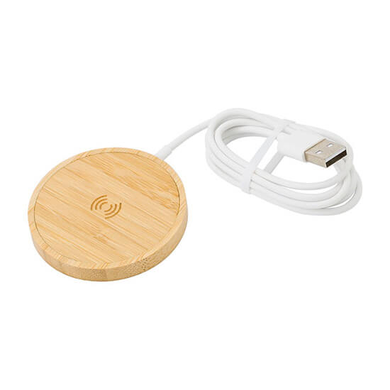 Ladegerät mit Logo, Wireless Charger, Bambus